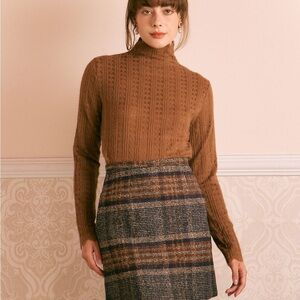 RIHOAS Brown Cable Knit Sweater